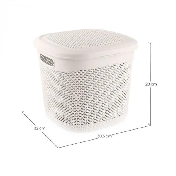 CESTA RESINA CUADRADA C/ASAS C/TAPA BLANCO