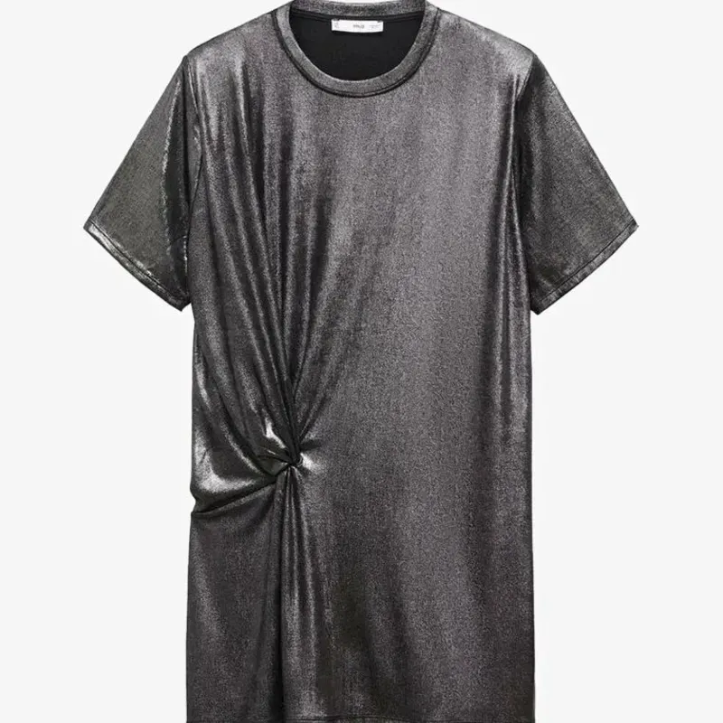 Vestido informal gris con nudo