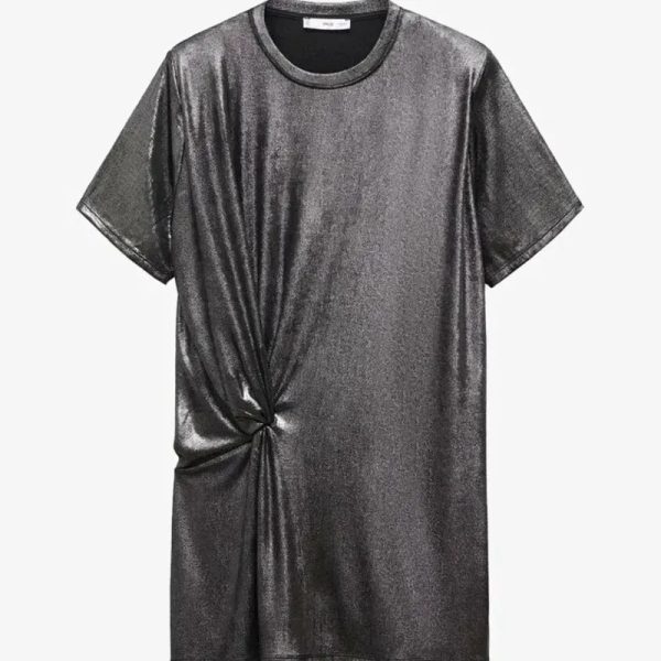 Vestido informal gris con nudo