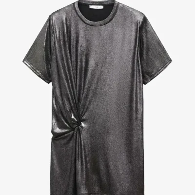 Vestido informal gris con nudo