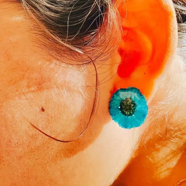 Aretes de resina con flores