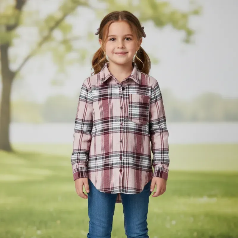 Camisa de cuadros rosada