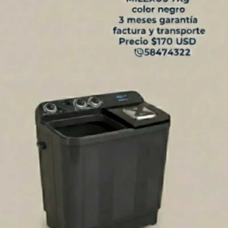 Lavadora semiautomática MILEXUS 7 Kg color negro