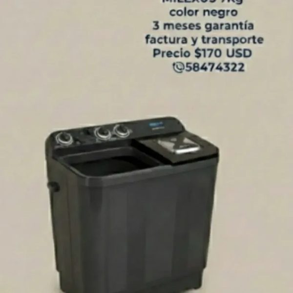 Lavadora semiautomática MILEXUS 7 Kg color negro