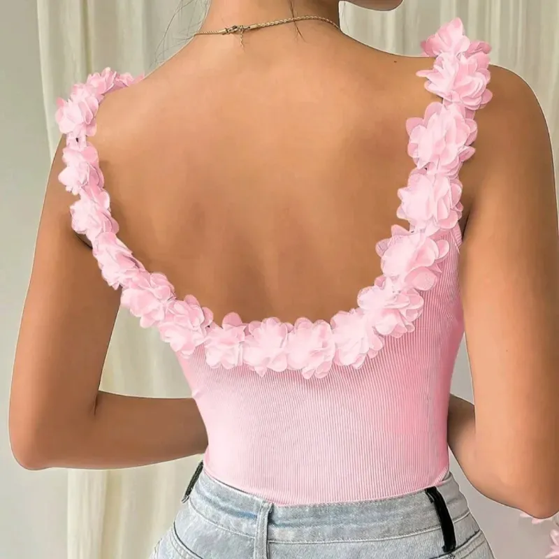 Camiseta rosa sin manga