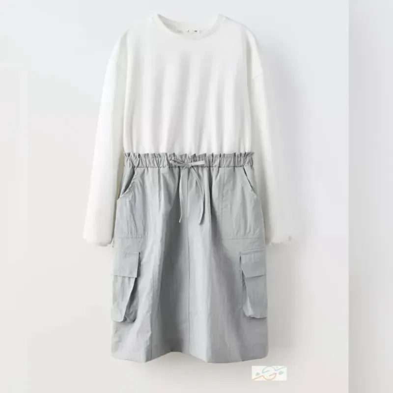 Vestido blanco gris ZARA