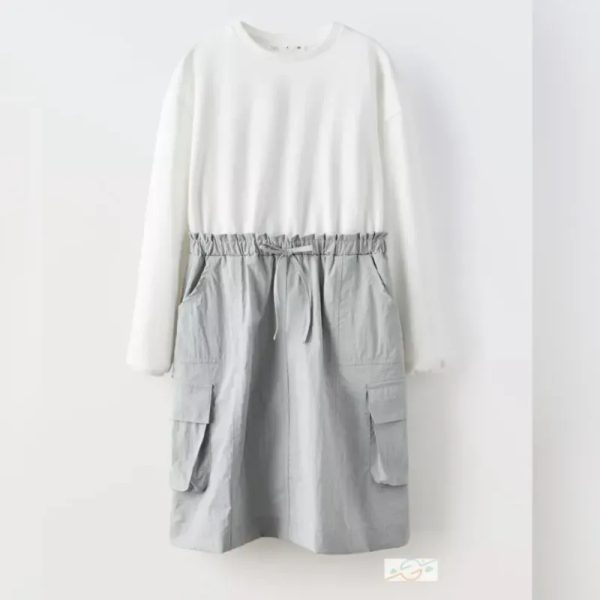 Vestido blanco gris ZARA