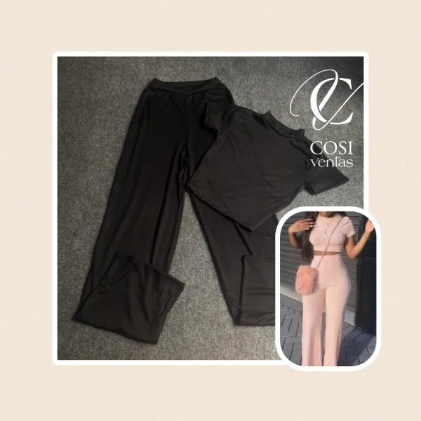 Juego de pantaloneta( cuello alto) en negro