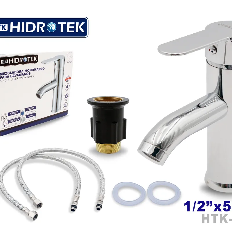 Mezcladora lavabo metálica c/manguera 1/2