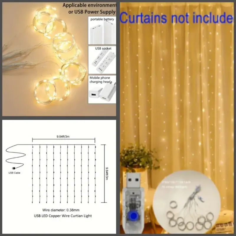 Cortina de luces cálidas