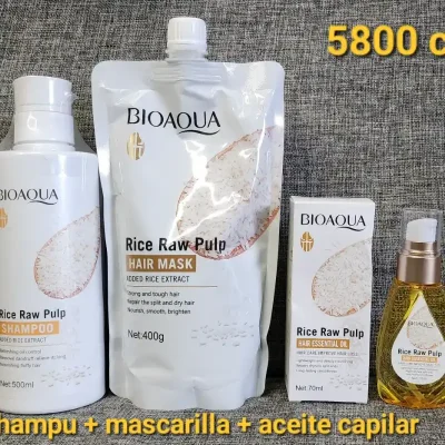 Shampoo + mascarilla + aceite capilar de arroz