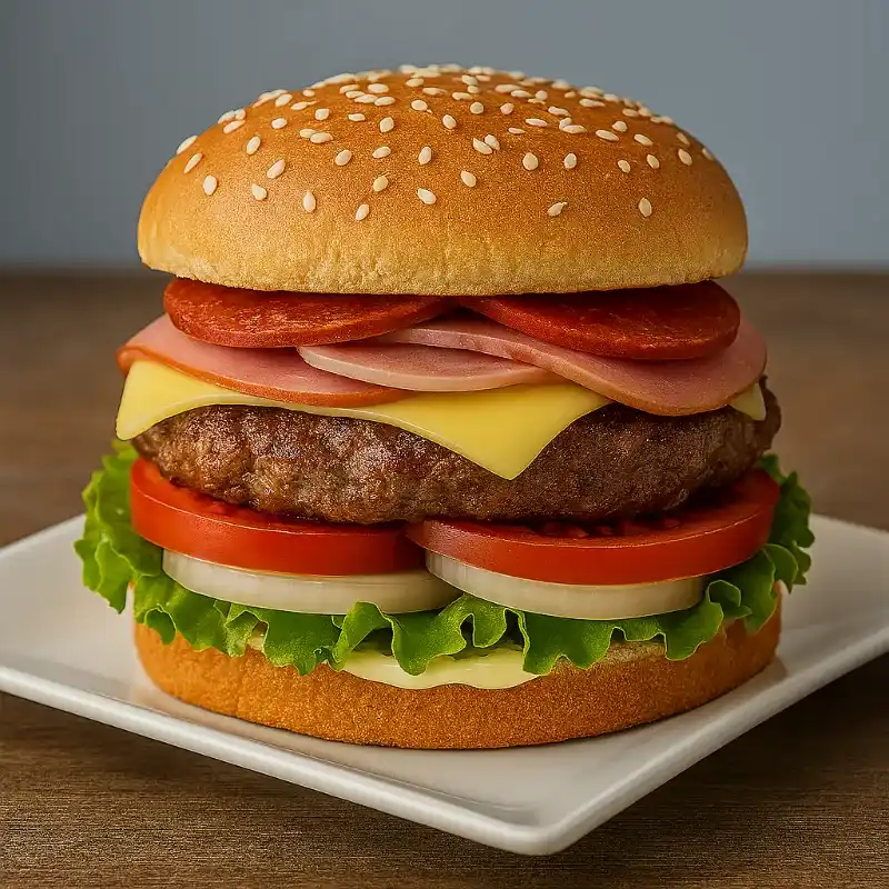 HAMBURGESA 100% CARNE CON LECHUGA Y TOMATE