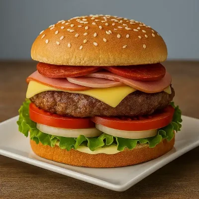 HAMBURGESA 100% CARNE CON LECHUGA Y TOMATE