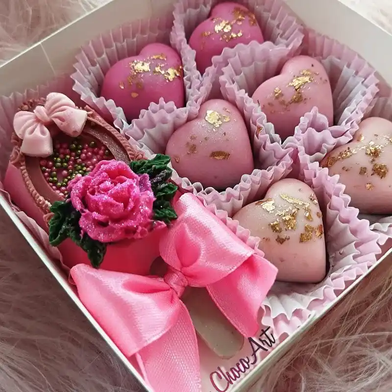 Cajita de bombones de color Rosa degradado