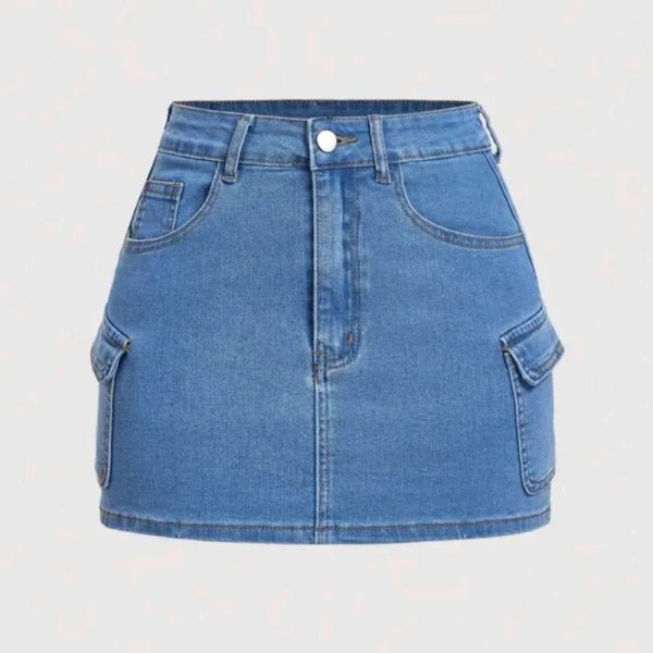  Falda cargo de mezclilla — Azul