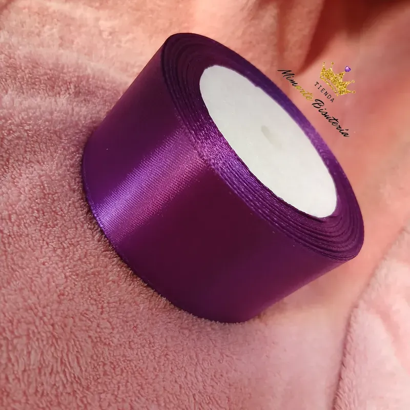 Rollo Cinta satín 4 cm morado oscuro