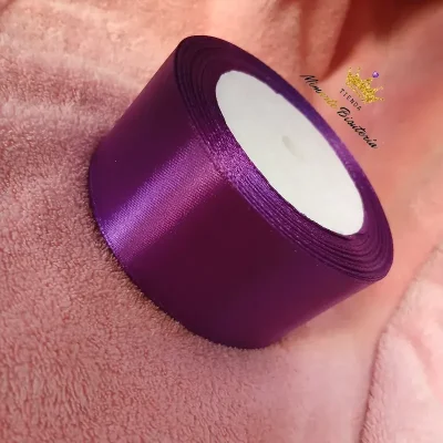 Rollo Cinta satín 4 cm morado oscuro
