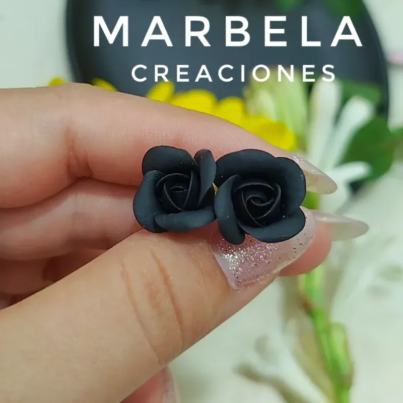 ✨Aretes de Mini Rosas Negras✨