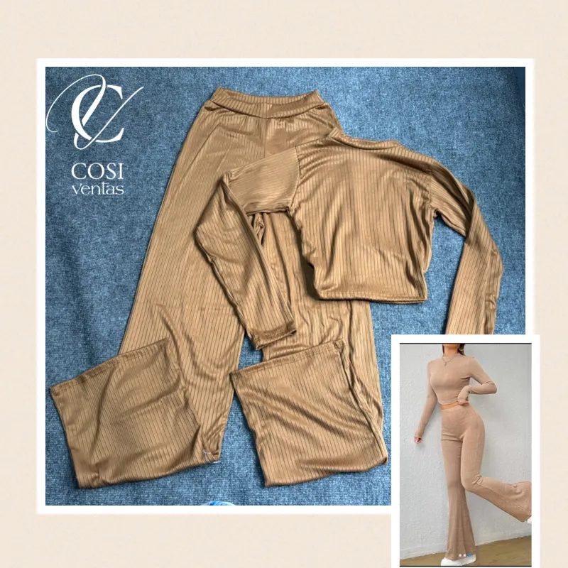 Juego de Pantaloneta y enguatada beige oscuro