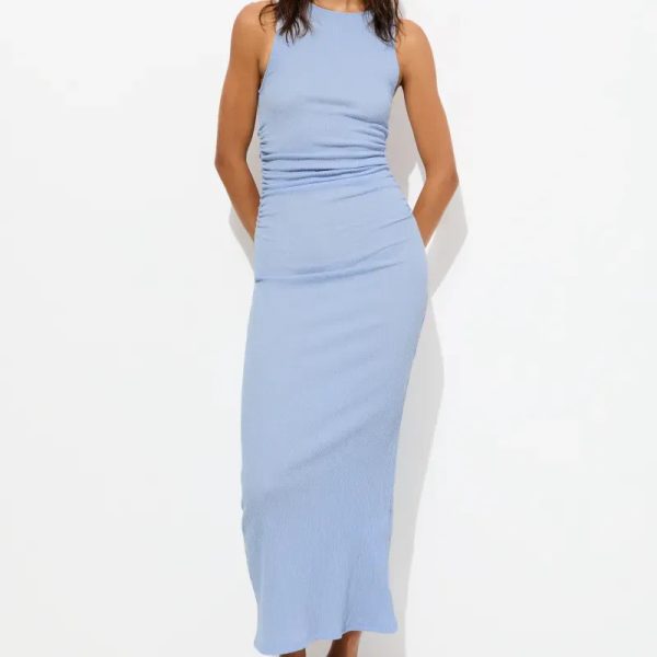 Vestido fruncido celeste