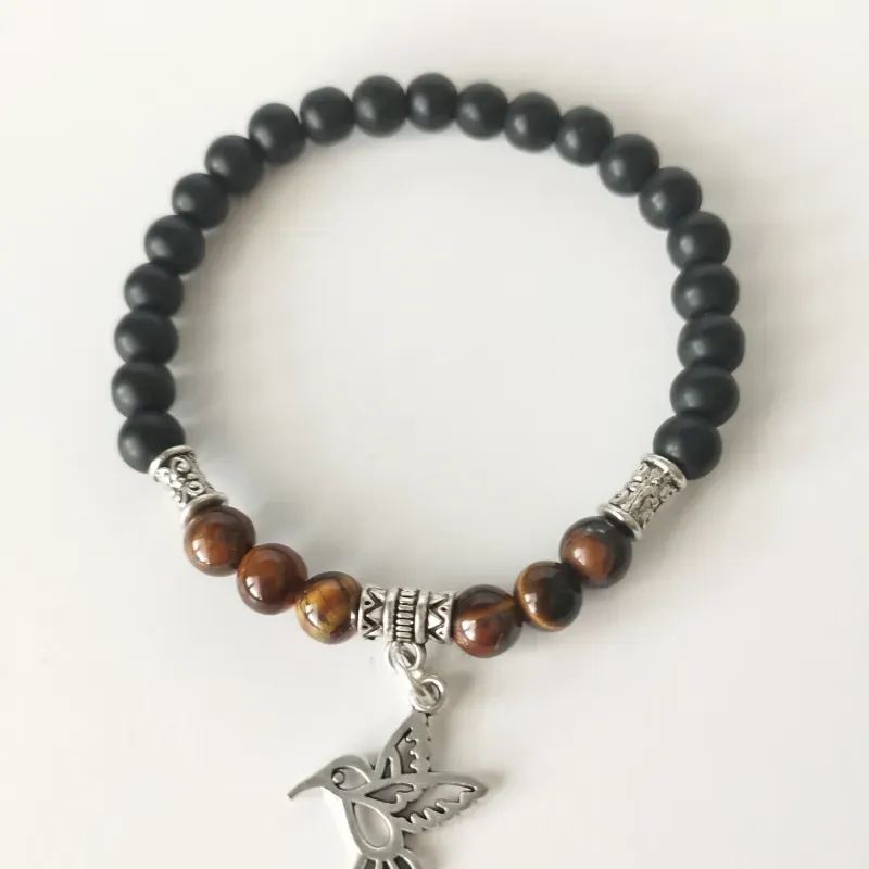 Pulsera de ojo de tigre y ónix opaco