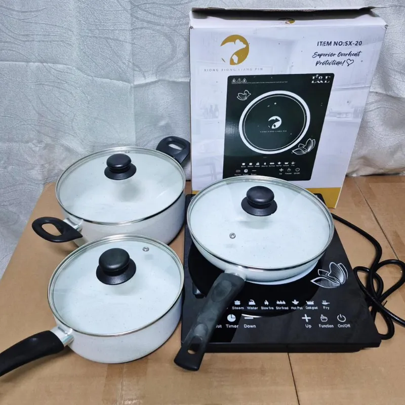 Juego de inducción,fogón con sus 3 vasijas