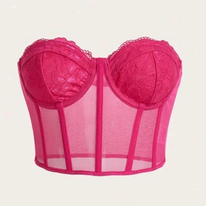  Top tubo de encaje — Rosado