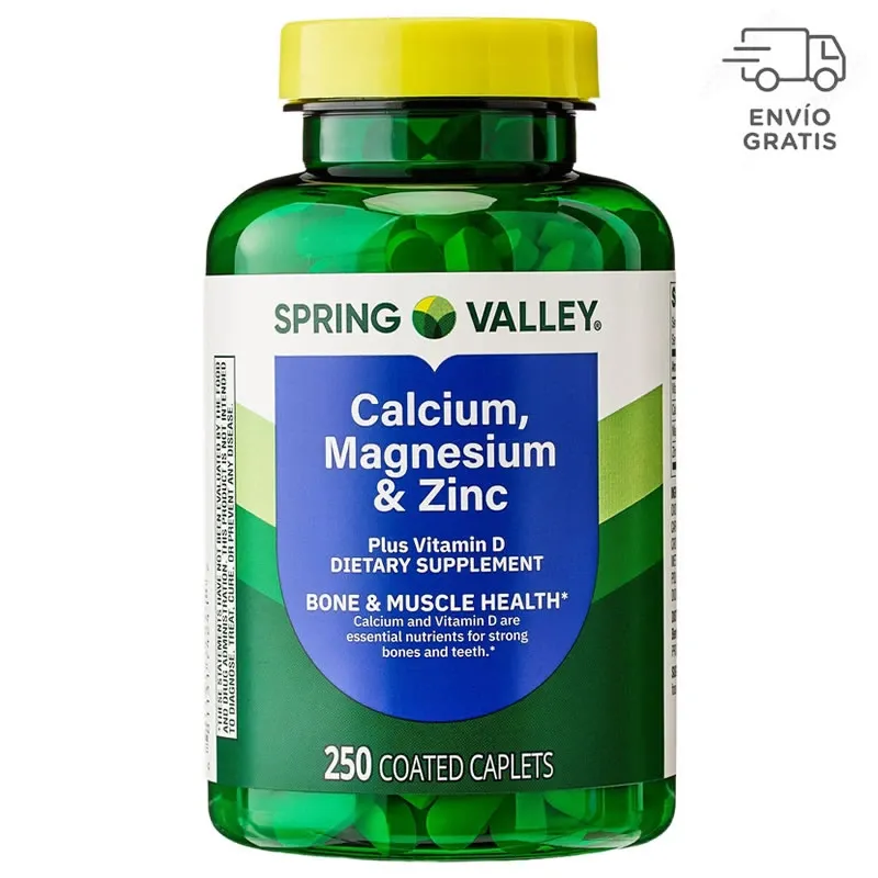 Spring Valley Calcio, Magnesio y Zinc Más Vitamina D3, 250 Unidades