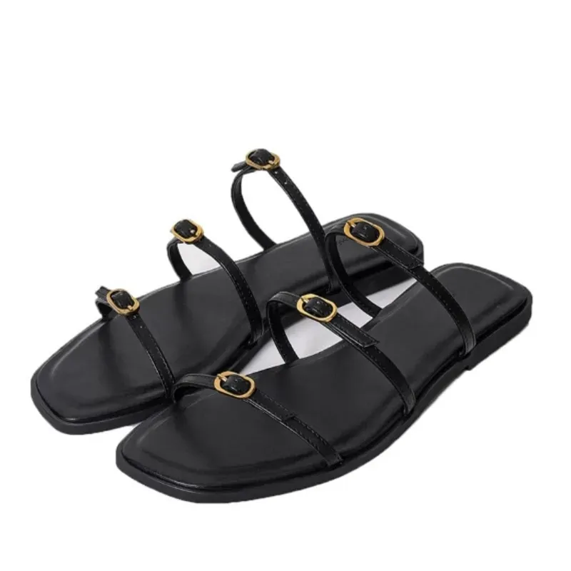 Sandalias Negras de Hebilla