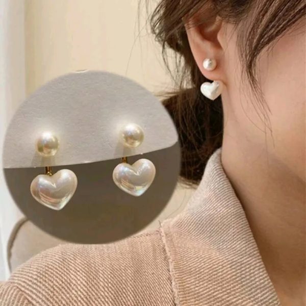 Aretes corazón de perla