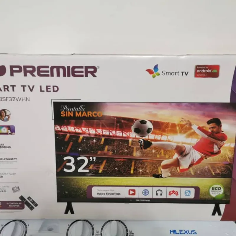 SMART TV PREMIER 32" CON SOPORTE +CAJITA DECODIFICADORA