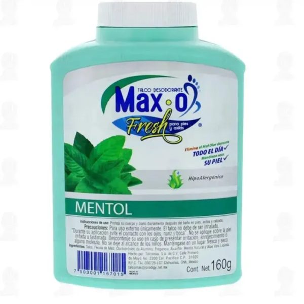 Talco Desodorante Max O Fresh – Mentol (Pies y Axilas)