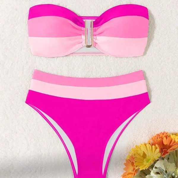 Bikini rosa sin tirantes