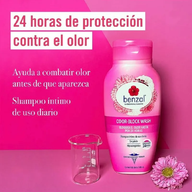 Shampoo íntimo Benzal femenino tecnología odor-block hipoalergénico sin jabón 355 ml