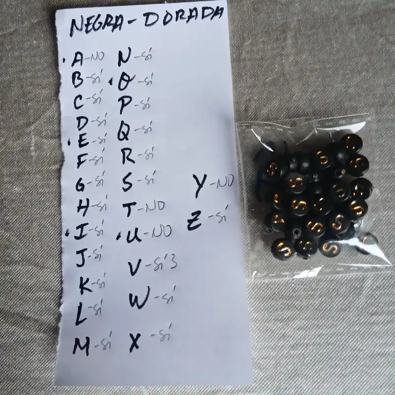 VOCALES - Sueltas cuenta negra letra dorada