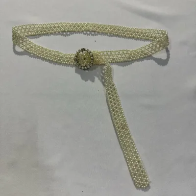 Cinto de Perlas Hebilla con Brillo