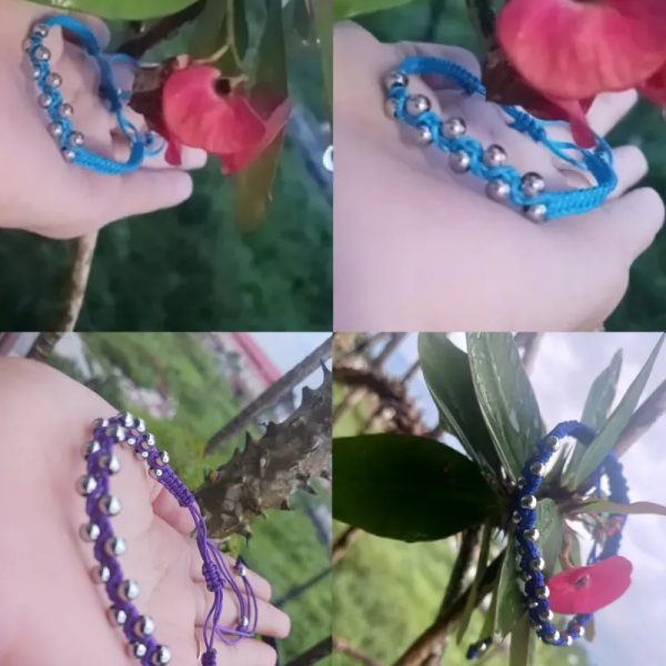 Pulsera tegida con balines de acero inoxidable