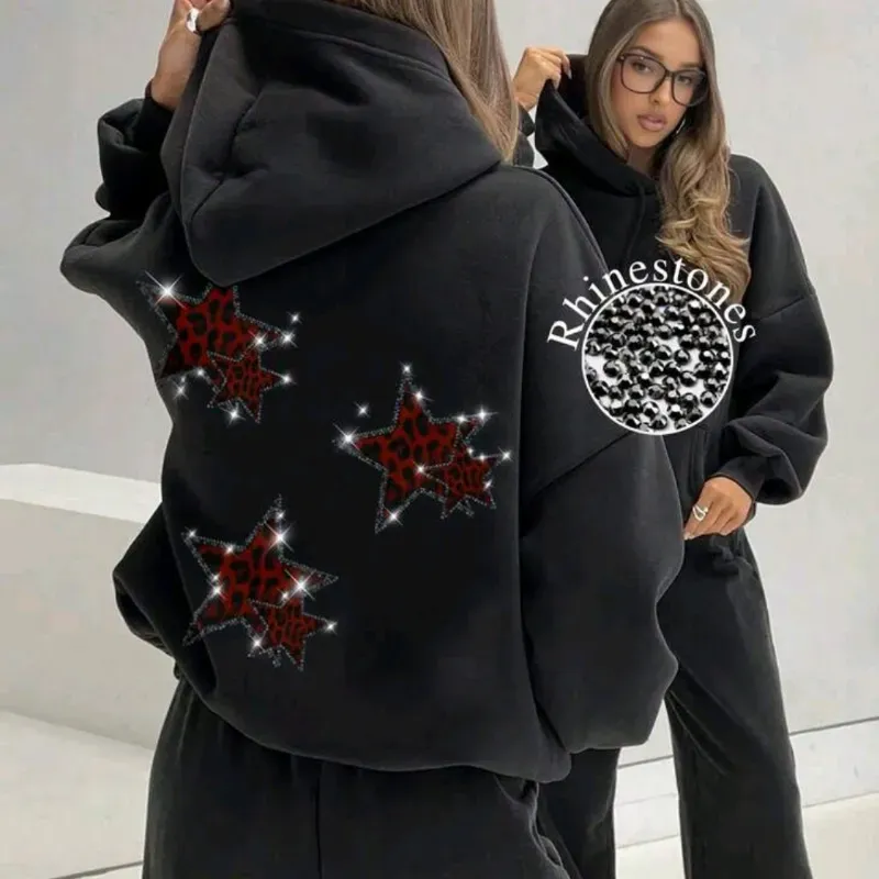 Sudadera con capucha pedreria estrellas