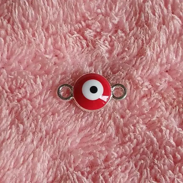 Dije Conector ojo turco rojo de metal y acrílico