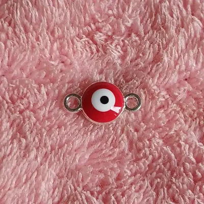 Dije Conector ojo turco rojo de metal y acrílico