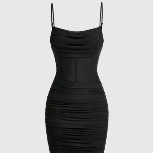 Vestido corto tul — Negro