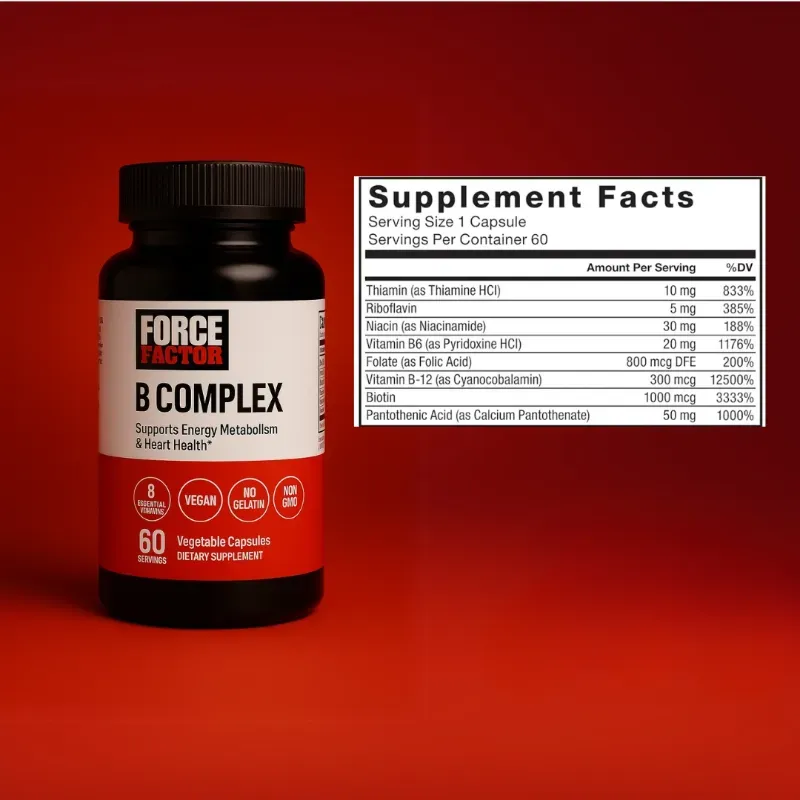 Complejo vitaminico B Force Factor 60 Capsulas