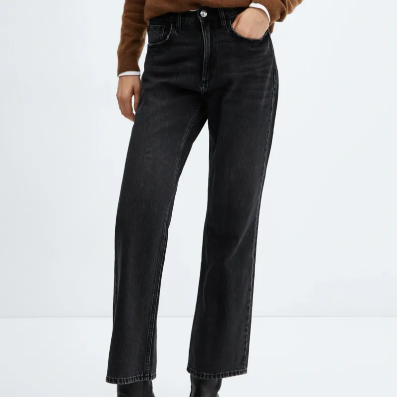 Jeans rectos tiro medio Mango