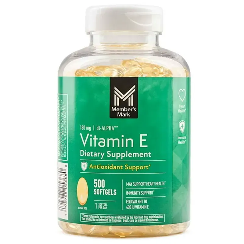 Vitamina E - Member's Mark - 180mg - 500 capsulas de Gel