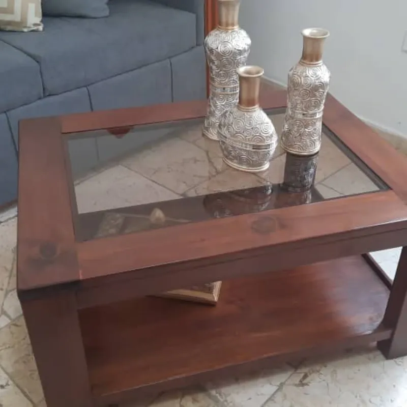 Mesa de centro con cristal calobal o bronce (Por Encargo)