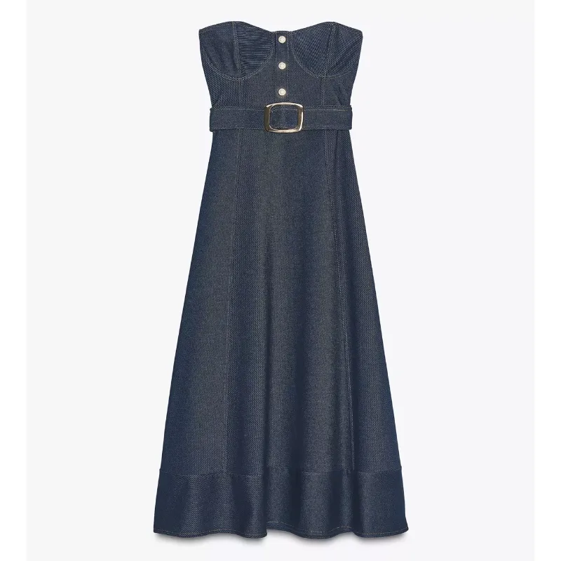 Vestido denim corte corazón