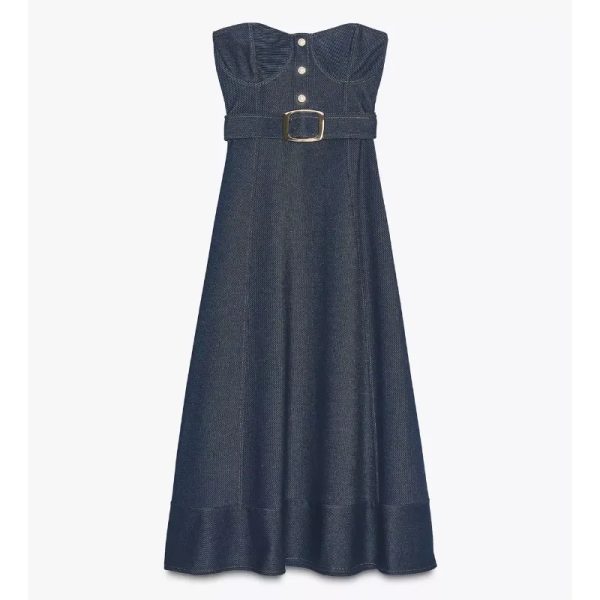 Vestido denim corte corazón