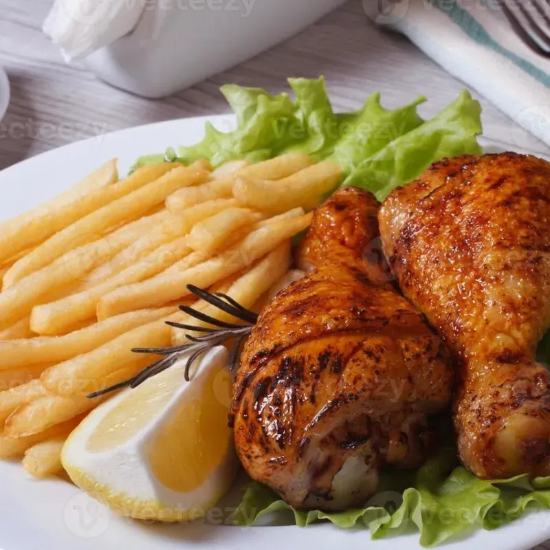 Pollo y papas fritas