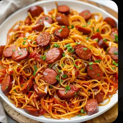 Espaguetis con Salchichas