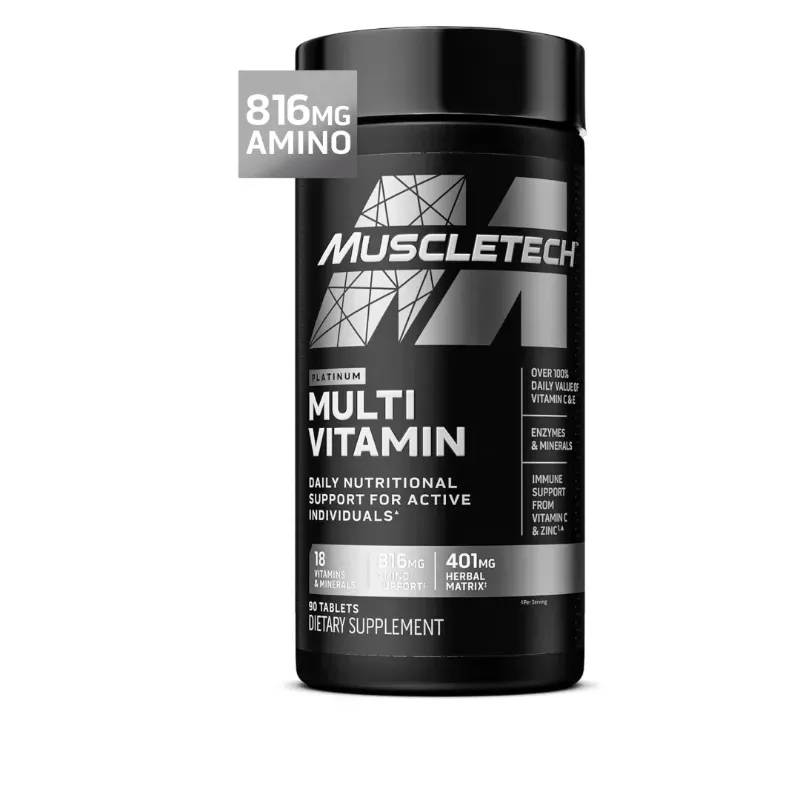 MuscleTech Platinum Multivitamina Para Hombre y Mujer  18 Vitaminas
